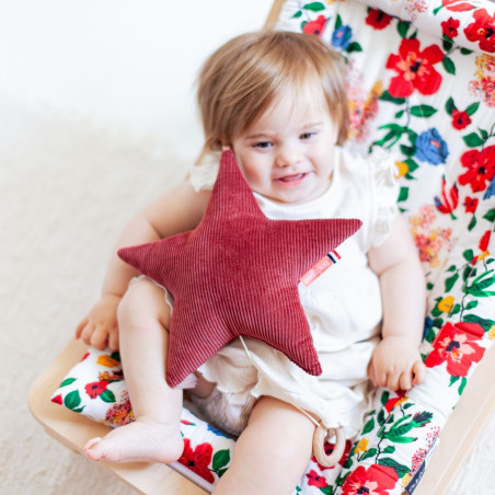 Coussin Etoile musicale Wilde MELLIPOU, musique La Boum, velours bordeaux