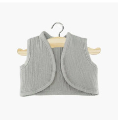 Gilet Tao poupée Gordis MINIKANE, Gaze de coton gris souris