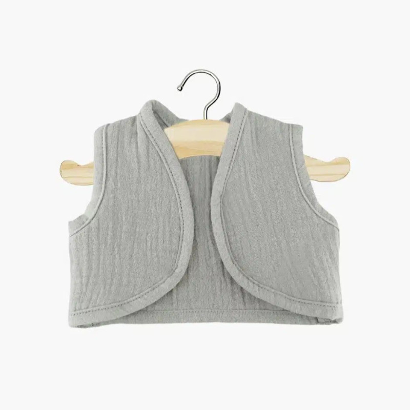 Gilet Tao poupée Gordis MINIKANE, Gaze de coton gris souris