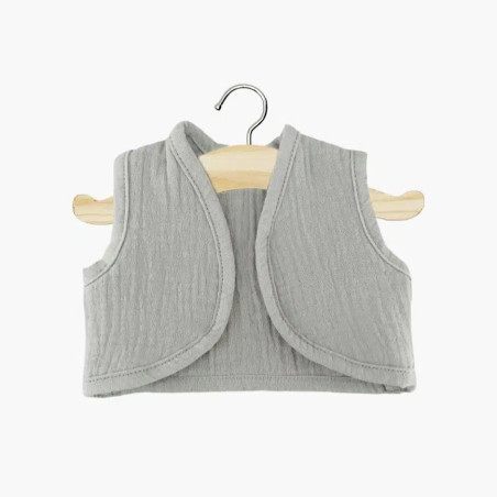 Gilet Tao poupée Gordis MINIKANE, Gaze de coton gris souris