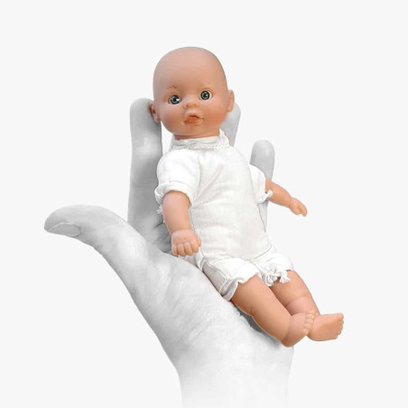 Mini poupon Pio MINIKANE et son couffin, Vichy vert de gris