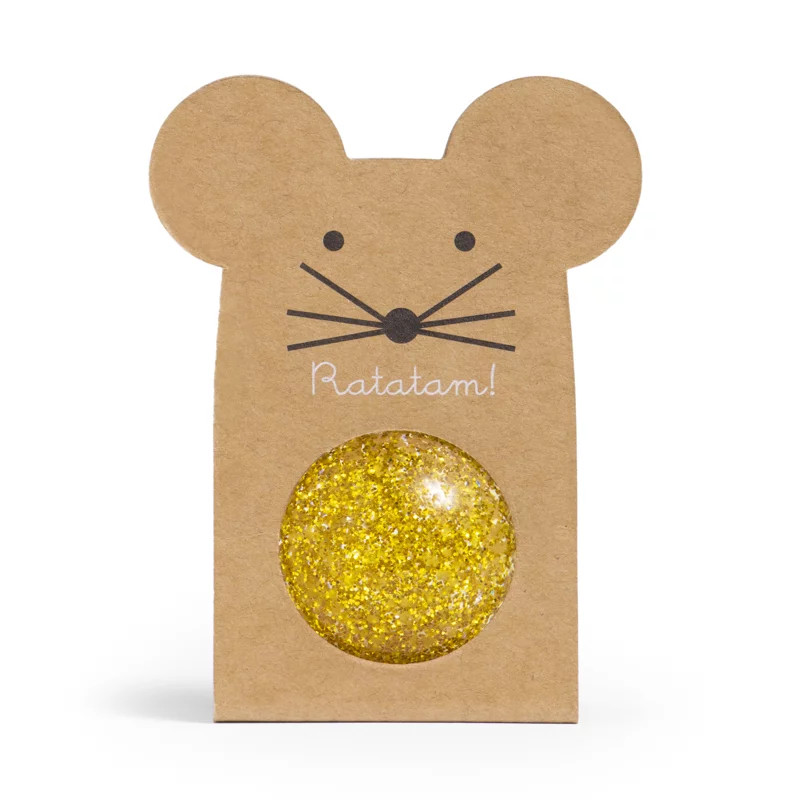 Balle rebondissante Souris RATATAM, Paillettes dorées