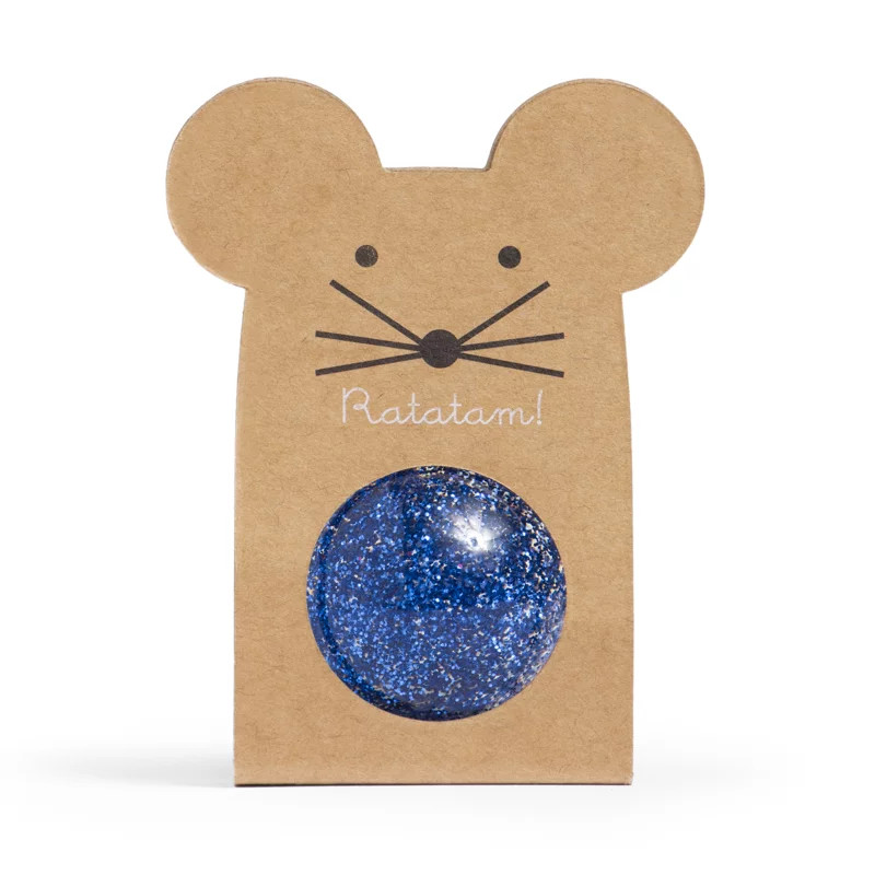 Balle rebondissante Souris RATATAM, Paillettes bleues