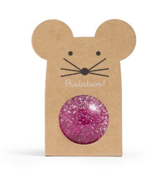 Balle rebondissante Souris RATATAM, Paillettes roses