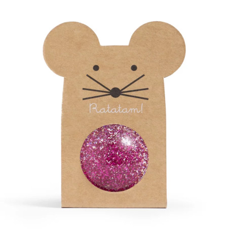 Balle rebondissante Souris RATATAM, Paillettes roses