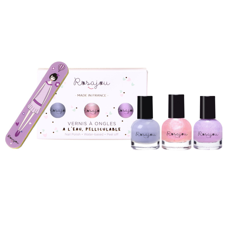 Coffret de 3 vernis à l'eau enfant ROSAJOU (cool, magic, lavande)