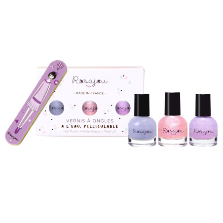Coffret de 3 vernis à l'eau enfant ROSAJOU (cool, magic, lavande)