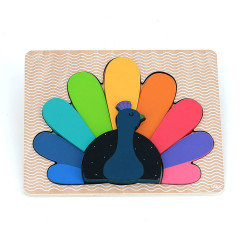 Puzzle encastrement en bois Paon Andy Westface VILAC, dès 1 an