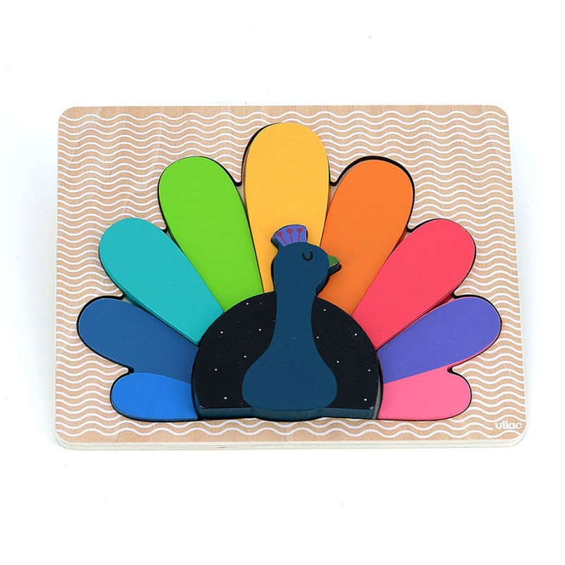 Puzzle encastrement en bois Paon Andy Westface VILAC, dès 1 an