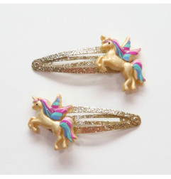 Duo de barrettes Licornes Dorées YUKO B