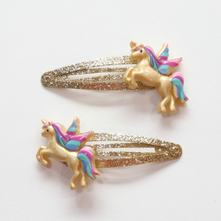 Duo de barrettes Licornes Dorées YUKO B