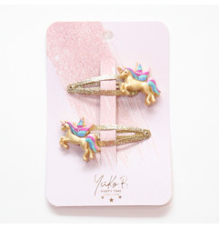 Duo de barrettes Licornes Dorées YUKO B