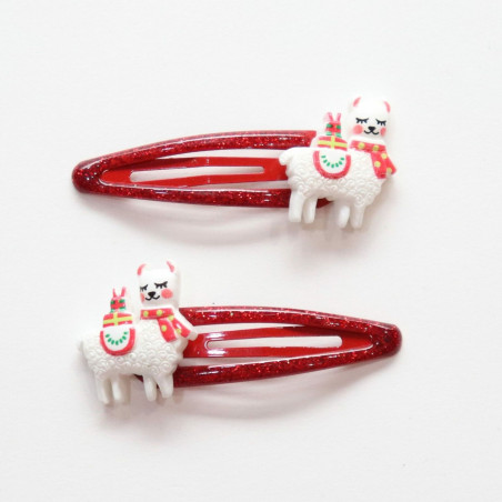 Duo de barrettes Lama de Noël YUKO B