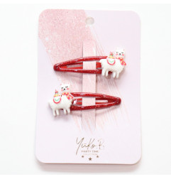 Duo de barrettes Lama de Noël YUKO B
