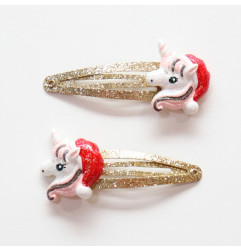 Duo de barrettes Licornes de Noël YUKO B