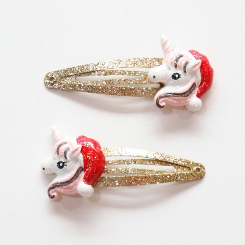 Duo de barrettes Licornes de Noël YUKO B