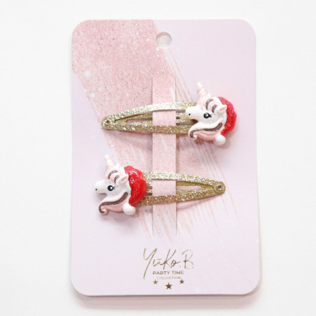 Duo de barrettes Licornes de Noël YUKO B