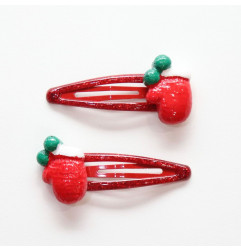 Duo de barrettes Moufles de Noël YUKO B