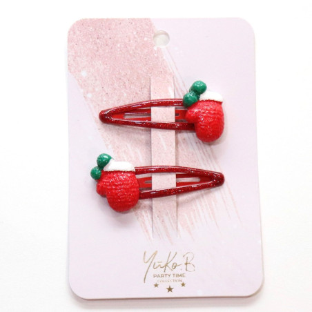 Duo de barrettes Moufles de Noël YUKO B