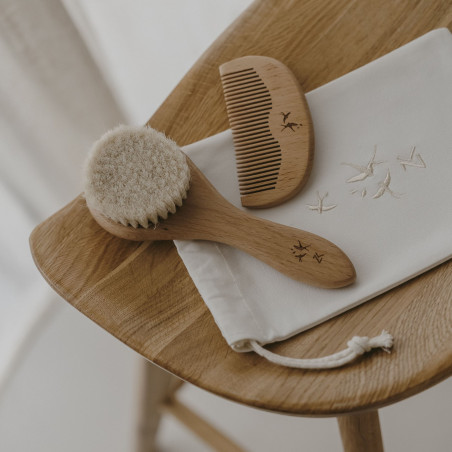 Ensemble brosse et peigne bébé ZAKUW, Hirondelles
