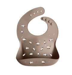 Bavoir silicone avec récupérateur ZAKUW, Minouche Taupe