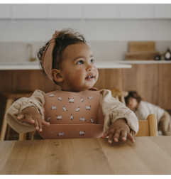 Bavoir silicone avec récupérateur ZAKUW, Minouche Rose