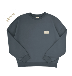 Sweat femme Hippolyte PETIT PICOTIN, bleu souris, avec personnalisation