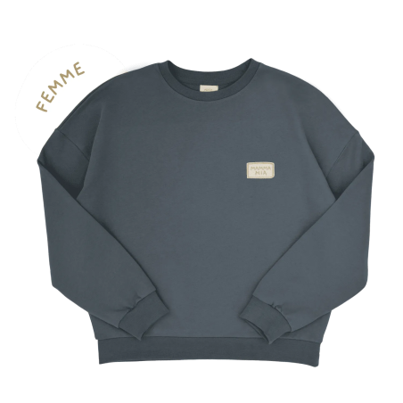 Sweat femme Hippolyte PETIT PICOTIN, bleu souris, avec personnalisation