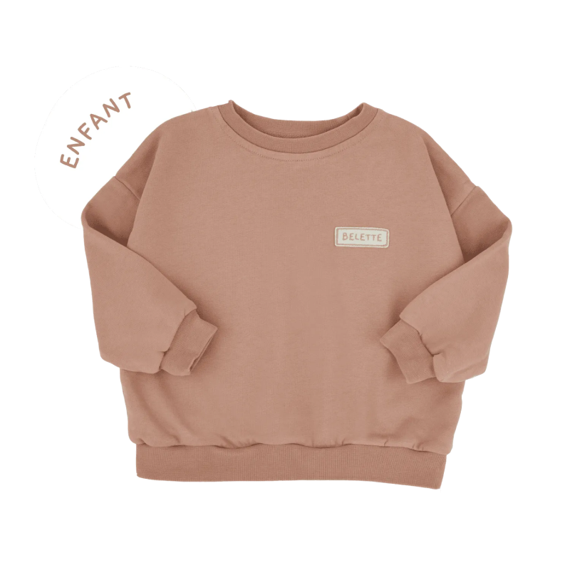 Sweat enfant Hippolyte PETIT PICOTIN, bois de rose, personnalisable