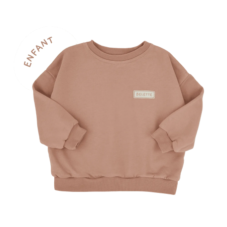 Sweat enfant Hippolyte PETIT PICOTIN, bois de rose, personnalisable
