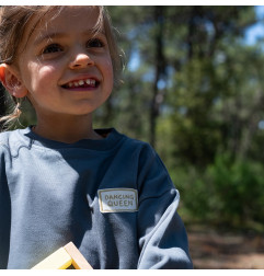 Sweat enfant Hippolyte PETIT PICOTIN, bleu souris, avec personnalisation