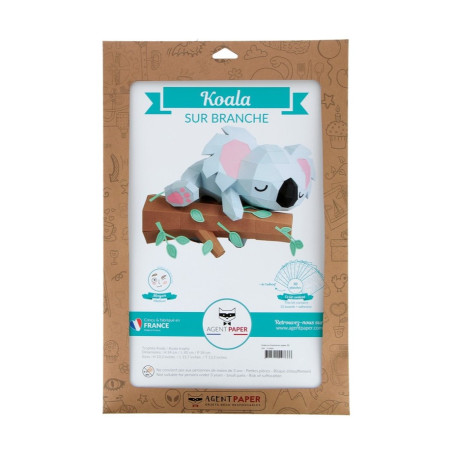 Origami Koala sur branche en papier 3D AGENT PAPER