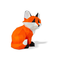 Origami Petit Renard assis en papier 3D AGENT PAPER