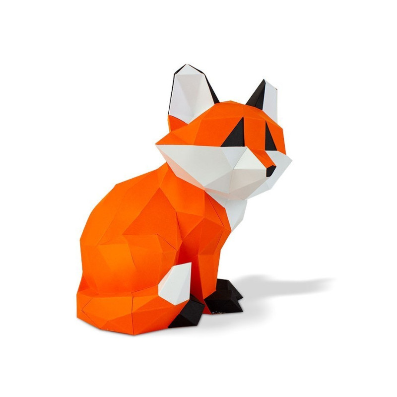 Origami Petit Renard assis en papier 3D AGENT PAPER