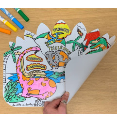 Set de table à colorier à l'infini Dino LES DROLES DE BOUILLES