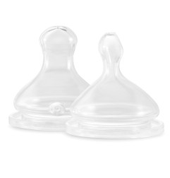 Lot de 2 tétines physiologiques ELHEE, débit moyen 0 - 24 mois