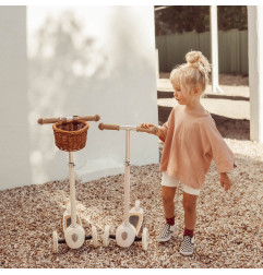 Trottinette BANWOOD Crème, avec panier osier