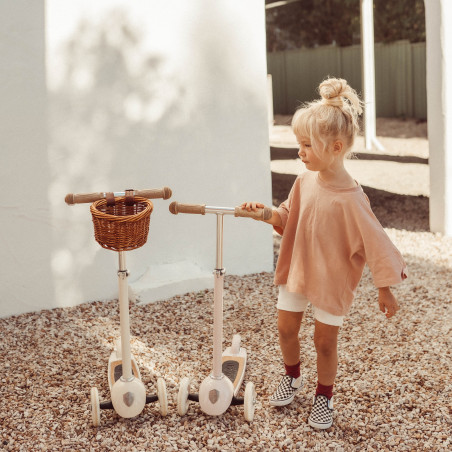 Trottinette BANWOOD Crème, avec panier osier