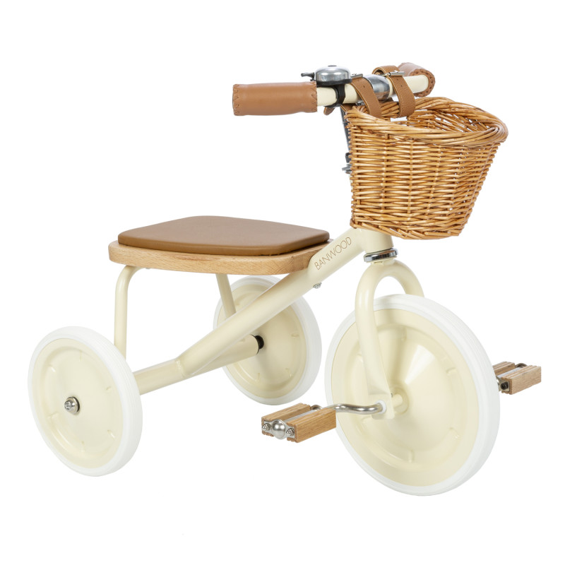 Tricycle BANWOOD Crème, avec panier osier