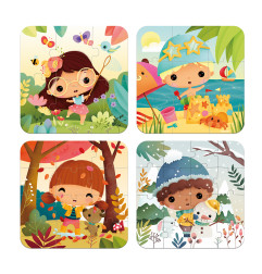 Ensemble de 4 puzzles évolutifs Les 4 Saisons JANOD, dès 2 ans