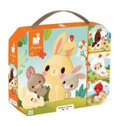 Ensemble de 4 puzzles évolutifs Animaux de la Ferme JANOD, dès 2 ans