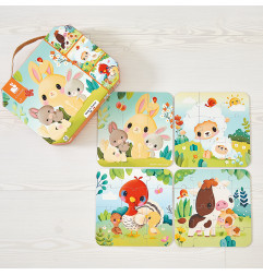 Ensemble de 4 puzzles évolutifs Animaux de la Ferme JANOD, dès 2 ans
