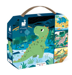 Ensemble de 4 puzzles évolutifs Dinosaures JANOD, dès 2 ans