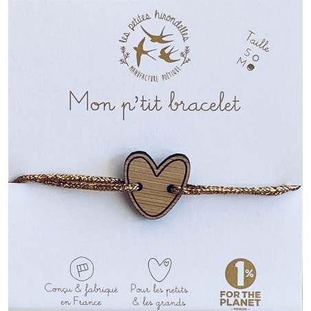 Bracelet Coeur taille M, doré LES PETITES HIRONDELLES, adulte