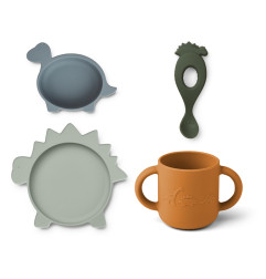 Coffret repas en silicone Vivi LIEWOOD, Dino bleu