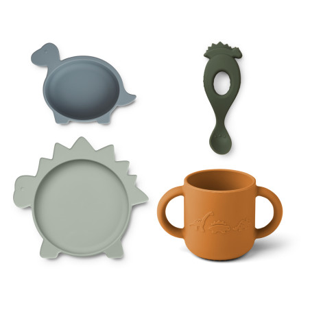 Coffret repas en silicone Vivi LIEWOOD, Dino bleu