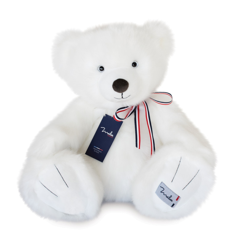 Peluche l'ours français blanc neige 50 cm MAILOU TRADITION