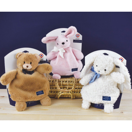 Peluche bouillotte Lapin rose MAILOU TRADITION