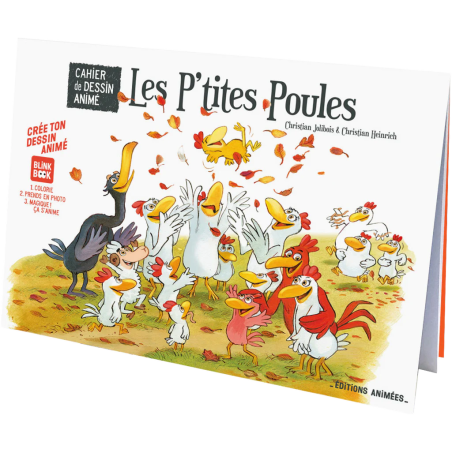 Cahier de dessin à animer Les P'tites Poules EDITIONS ANIMEES, avec 2 histoires