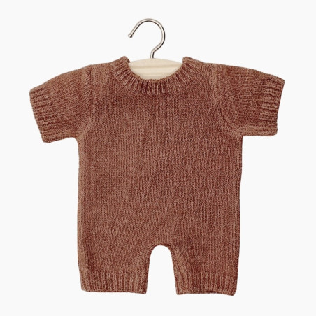 Combinaison poupon Babies Félix MINIKANE, tricot caramel chiné